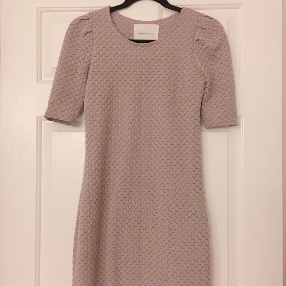 Beige Textured Bodycon Dress